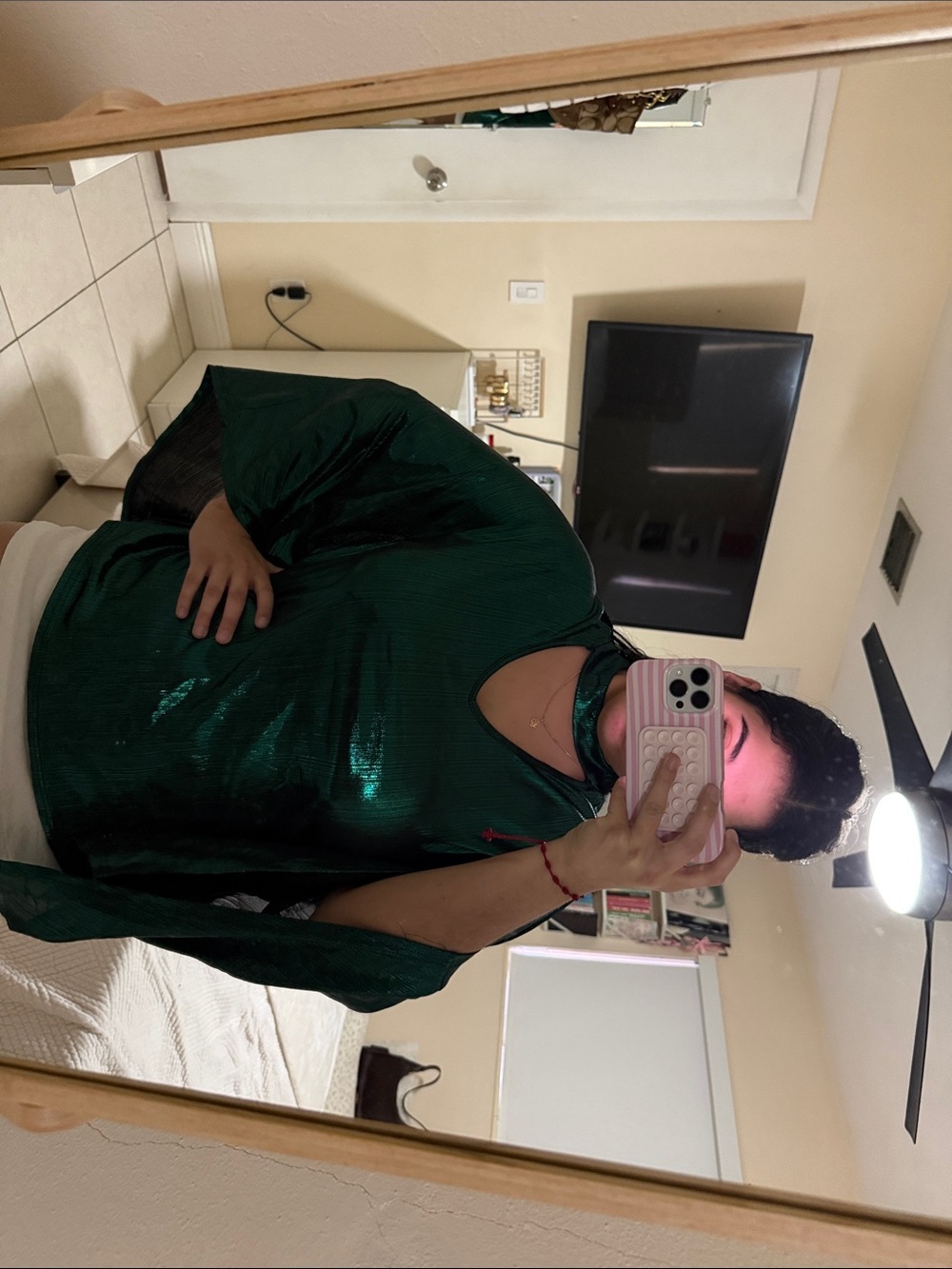 YOINS Metallic Teal Blouse Large - Picture 5 of 8